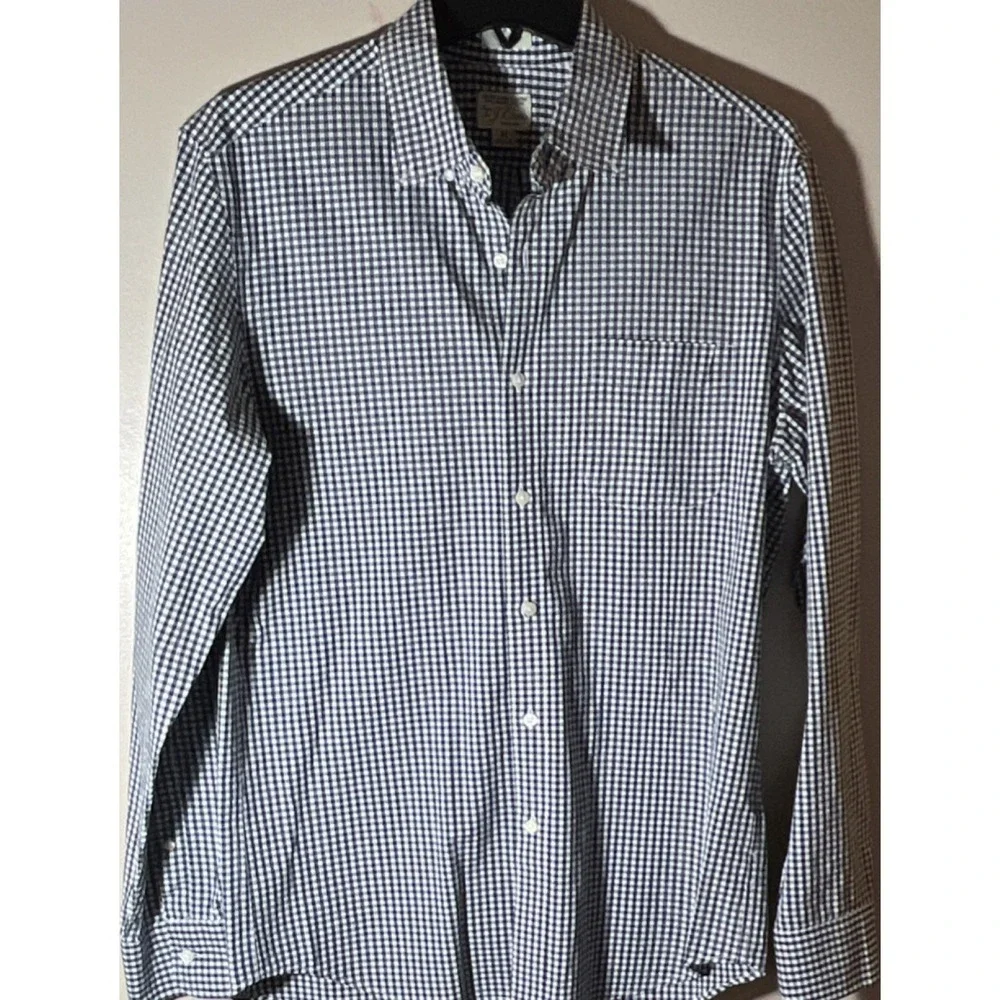 J.Crew Slim‎ Fit Button-Down Shirt Men's M Blue White Check Cotton Long Sleeve